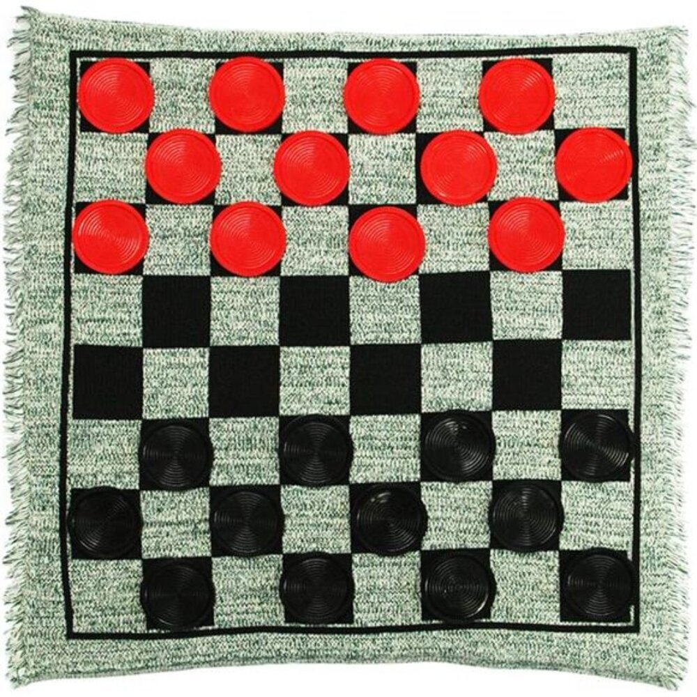 Home Jumbo Checkers, Giant 3-in-1 Checkers Game Rug Board Game Set, 2 Players